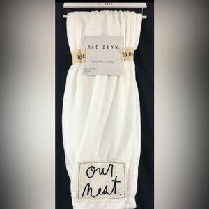 NWT RAE DUNN White Plush Patch Blanket/Throw ‘OUR NEST’ 50x70